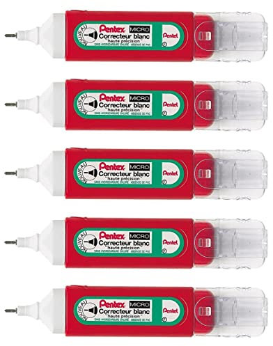 PENTEL Pentex ZLC31-W Korrekturstifte, feine Spitze, 12 ml, 5 Stück