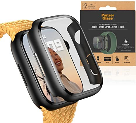 PanzerGlass™ Screen Protector Apple Watch 7 41mm - Custodia protettiva per Apple Watch Series 7 41mm - Custodia protettiva completa contro graffi e urti in vetro temperato per Apple Watch 7, nero