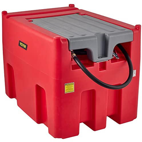 VEVOR Réservoir Diesel Portable 439 L Cuve de Ravitaillement Polyéthylène Rouge avec Pompe Transfert 12 V Jauge de Carburant Tuyau 4 m Buse Ravitaillement pour Véhicule Appareils Agriculture Industrie