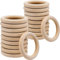 20 Stück Holzringe Zum Basteln, 70 mm Holzring Glatte Gardinenringe Holz, für DIY Handwerk Schmuck Makramee Ringe Anhänger Hängende Dekoration
