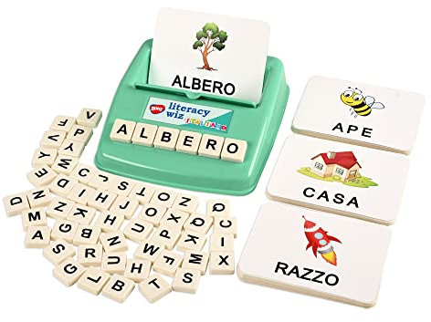 BOHS Juego de Ortografía en Italiano - Ve y Oculta la Ortografía - 60 Tarjetas Flash - Juguetes Educativos para el Aprendizaje de Idiomas en Preescolar