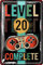 LANOLU Retro Blechschild 20 Schild Geburtstag - LEVEL 20 COMPLETE - Deko 20 Geburtstag Mann, 20 Geburtstag Deko für Gamer, Metallschild 20x30cm