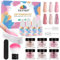 15PCS Dip Powder Nail Starter Kit, EBANKU 6 Colors Nude Pink Glitter Nail Dip Powder Kit with Dip Liquid Set Base/Top Coat Activator Brush Saver System Essential Kit for French Manicure Nail Salon DIY