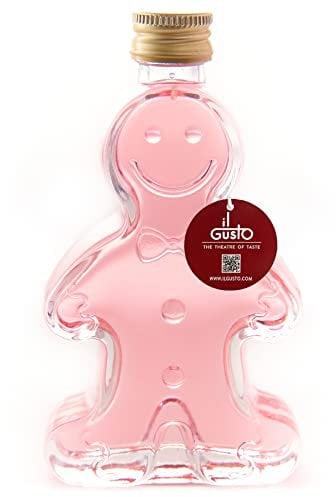 IL GUSTO Gift Pink Vodka in Gingerbread-Man-Shaped Glass Bottle - Perfect for Gifting - 40ml - 37.5% Alc