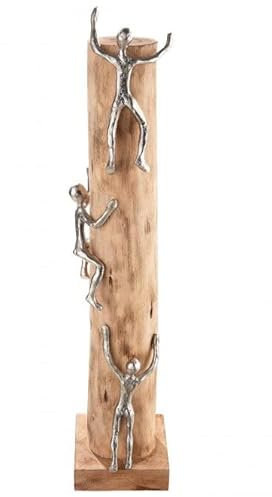Casablanca Design Skulptur Hoch hinaus kletternde Figuren Höhe 55 cm Breite 12 cm Aluminium Mango Holz Wohnzimmer Skulpturen Deko Modern