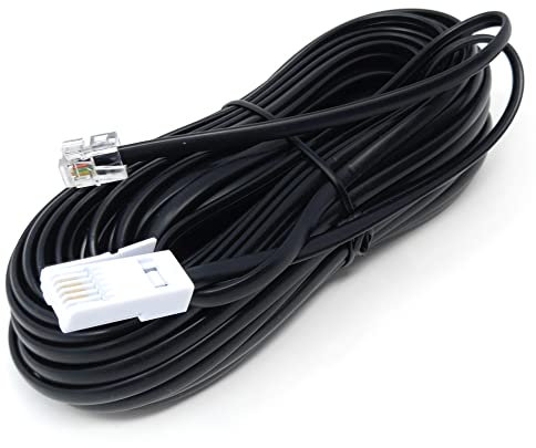DRUT 15m BT to RJ11 4 Wire (431A) Male to Male UK Telephone Modem Lead Cable 50ft Black