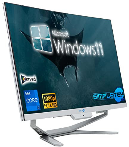 SIMPLETEK - PC All in One con Schermo Curvo 24 FHD Core i7 Fino 3.60 GHz Windows 11 Pro Webcam integrata con Mouse e Tastiera Wireless | 16GB RAM SSD 2TB