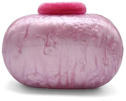 GSYPS Pochette de soirée en acrylique pour femme, forme de coquillage, sac à bandoulière à paillettes, motif marbre, A - Rose