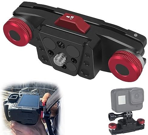 Recall Metal Quick Release Camera Clip Mount with Plate 1/4 Screw System Works With DSLR, Go Pro Action Camera Backpack Rucksack Belt Strap Attachment for Hiking Jogging