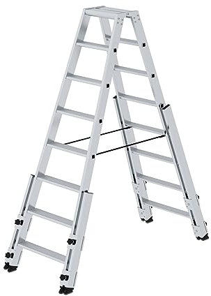 PROREGAL Stufen-Stehleiter treppengängig | 2x8 Stufen | Leiter, Teleskopleiter, Trittleiter, Bockleiter, Sprossen-Doppelleiter