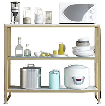 BinOxy Organizer Shelf Marble Multi-layer Kitchen Floor Storage Rack, Electromagnetic Stove Support Storage Rack, Microwave Oven Iron Storage Cabinet Shelving Unit (Color : Grey, Size : 120cm)