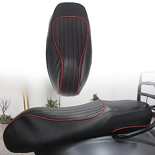 VERDDE Sitzbezüge Schwarz/roter Sitzbezug Aus Sattelleder Für Vespa GTS300 GTS 125 150 250 300 (Color : Schwarz)