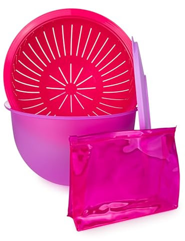 Tupperware Junge Welle Schüssel lila 4,3 L + Sieb pink (inkl. Kosmetiktasche) Servieren Schale Servierschüssel