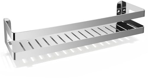 QL Estante de Ducha,Cesta de Baño Acero Inoxidable,Organizador de Pared para Baño y Cocina,Soporte para Champú 40CM,Cromo