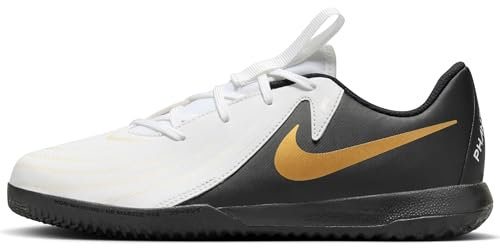 NIKE Boy's Jr Phantom Gx II Academy Ic Football Boots, White Black MTLC Gold Coin, 13.5 UK Child