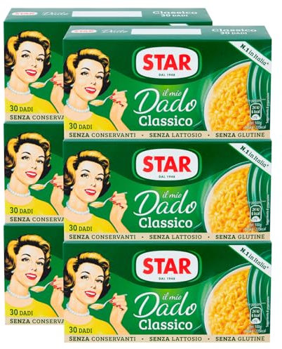 Star Il Mio Dado Classico Preparato per Brodo con Olio Extravergine di Oliva e Sale Iodato Insaporitore per Alimenti Senza Conservanti Senza Glutine Senza Lattosio - 180 Dadi