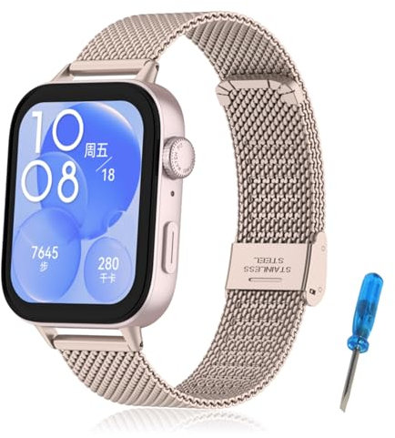 RenSheng Correa Metal Compatible con Huawei Watch Fit 3,Pulsera Acero Inoxidable Replacement Band para Huawei Watch Fit 3 Correa