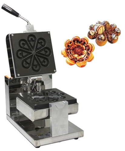 SCHYWL Gofrera Eléctrica Comercial, Plancha para Gofres con Placas De Cocción Antiadherentes, 1090 W, Cuerpo De Acero Inoxidable, Control De Temperatura Ajustable, Llenado Profundo
