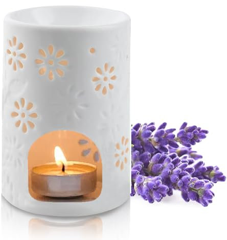 Lampada di Fragranza Diffusore di Cera Profumata, Bruciatore di Oli Essenziali Aroma Lamp Porcellana Portacandele Decorazione Brucia Essenze Ceramica Diffusore Oli Essenziali per Casa Camera 8×8×12cm