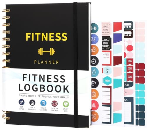 Thboxes Gym Log Book, A5 Hardcover 100 Sheets Workout Log Book Fitness Planner to Track Weight Loss & Fitness Progress & Set Goals, 100gsm Thick Paper, Including 5 Sheets of Stickers
