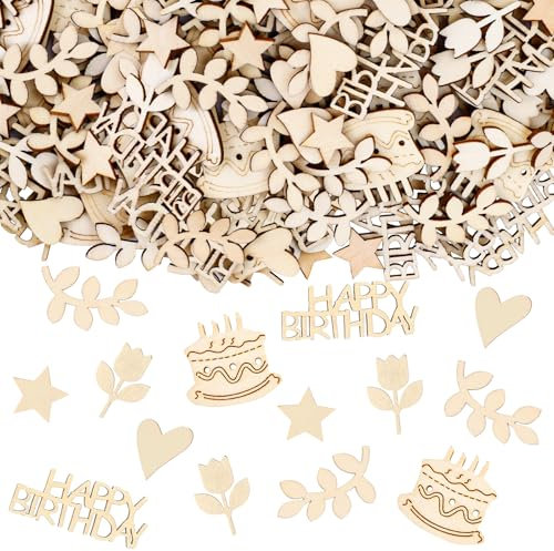 KOBOKO Happy Birthday Konfetti Geburtstag,120 Stück Streudeko Holz Happy Birthday Deko,Tischdeko Geburtstag Frau Mann,Streudeko Geburtstag Deko,Geburtstag Tischdeko,Confetti für Geburtstagsdeko Tisch