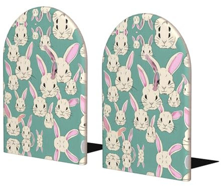 Serre-livres en bois mignon en forme de lapin pour étagères, serre-livres très résistants, 1 paire de serre-livres pour bureau, maison