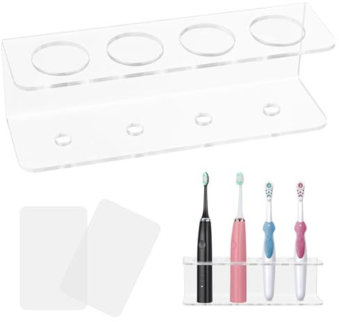 Porta Spazzolini Bagno, Acrilico Porta Spazzolino Elettrico, Portaspazzolino da Parete, 4 Fori Portaspazzolino Universale Elettrico, Multifunzione Porta Dentifricio Adatto per Il Bagno