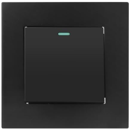 AXFEE Interruptor de luz 1 Gang 1 Vía, interruptor luz pared, Interruptor de Pared Interior, Interruptor de Luz de Pared Mecánico, Fácil de Instalar, Incluye Marco, Tapa y Mecanismo, Negro