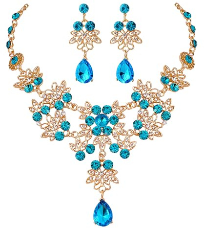 Faruodis Kristall Hochzeit Halskette Ohrringe Sets Braut Strass Blume Kugel baumeln Schmuck für Frauen Braut Brautjungfer