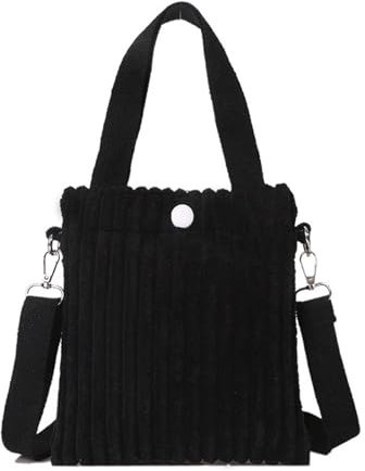 XSDSLS Umhängetasche Damen Crossbody Bag Klein Cord Tasche Klein Tote Bag Casual Schultertasche Damen Handtasche mit Verstellbarer Schultergurt Handytasche Umhängen für Arbeit, Reisen (Schwarz)