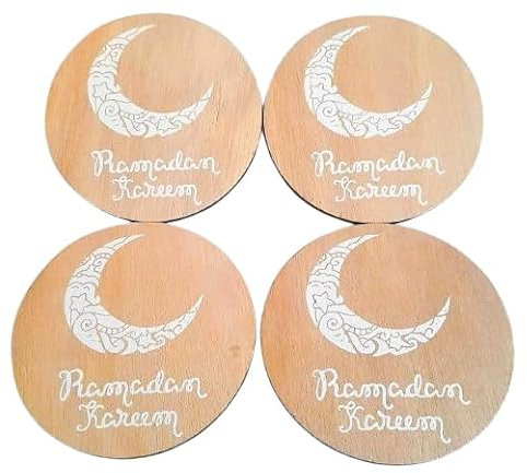 4er-Set Holzuntersetzer – Ramadan Kareem - Tischdekoration - Dekoration - Islam