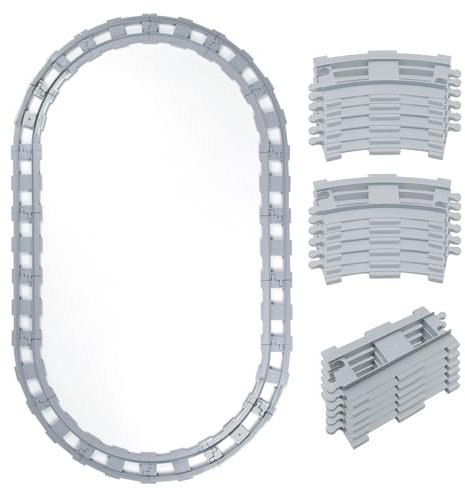 Mirthben 18pcs Oval Schienen Set, City Zug Schienen, bestehend aus Cross Track Gerade, Kurven Schienen, Spielzeug Eisenbahnschienen kompatibel mit dem Marktführer ab 2 Jahren