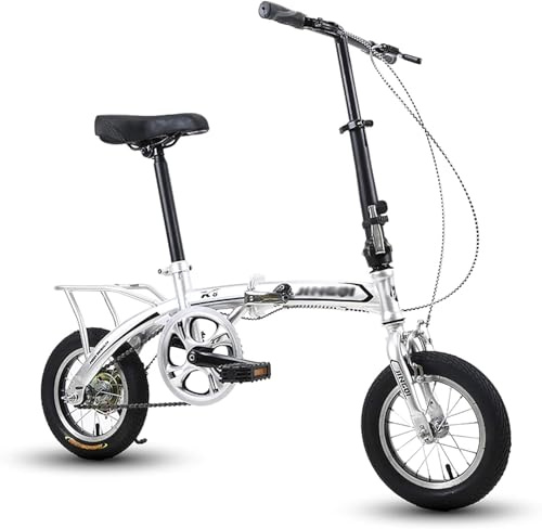 Klappern Fahrrad 12 -Zoll -Schüler Fahrrad Erwachsener kompaktes faltbares Fahrrad Mini Leichtes Klapprad zum Arbeitsschule Fahrrad, weiß