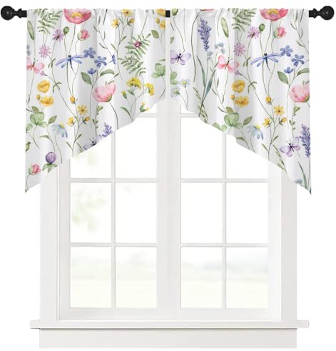 Ausing Dreieckige Kurze Vorhänge Bauernhaus Landhausstil Blumen Bedruckt Top Café Kurze Vorhänge Küche Fenster