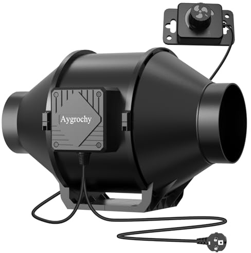Aygrochy Ventilatore tubolare regolabile da 100 mm, motore EC trifase con regolatore di velocità per la ventilazione, adatto per tende di coltivazione, scatole di coltivazione, serre, idroponiche, ecc
