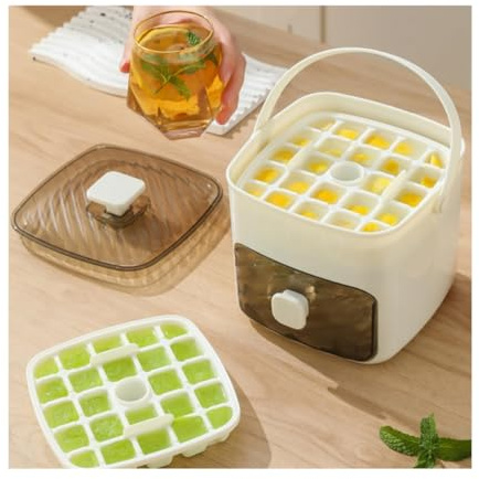 Eiswürfelmaschine mit Pressentyp - 48 Gitter Instant Ice Release System, Easy-Fill Wassertank mit Non-Stop-Eisherstellung - Inklusive Aufbewahrungsbehälter und Schublade für Zuhause und Bar