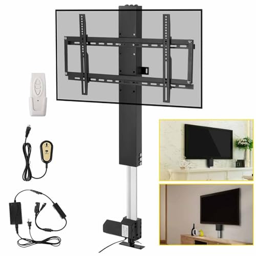 DFGHNBVC Motorised Tv Bracket Stand - Tv Floor Stand,3-Level Hook 107.4-187.4Cm Height Adjustment,For 55-60 Inch Tvs,With Remote Control + Wire Control,Maximum Load 60Kg/132Lbgs