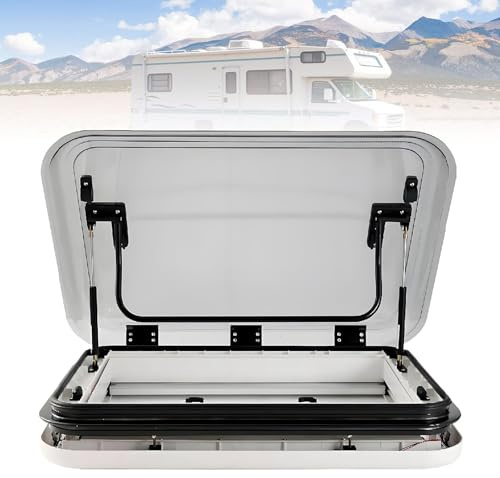 GAYAYAS Wohnmobil-Dachlukenfenster, LED-Dachfensterluke aus Aluminiumlegierung, Wohnmobil-Dachabdeckung, mit Netzen und Sonnenschutz, für Wohnwagen, Anhänger, Boote 700 * 500mm