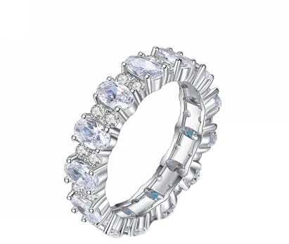 Ayoiow Eheringe Weissgold Damen 9K, Oval Weiß Moissanit Eheringe Frauen Weissgold, Ring Weißgold