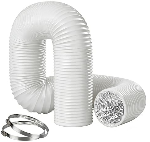 FALSKT Abluftschlauch 100mm Alu Flexrohr 2,5M PVC Alurohr Lüftungsschlauch | Flexschlauch Klimaanlage Schlauch Lüftungsrohr Abluftschlauch trockner Schlauch Abluftrohr,2 Schlauchschellen,Folienband