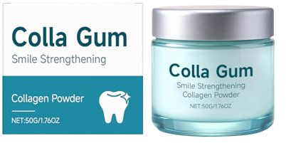 Colla Gum Kollagenpulver für Zähne, lächelstärkendes Mundpflegepulver mit Kollagen und Hydroxylapatit, Zahnfleisch- und Zahnschmelzschutz-Zahnpulver für den täglichen Gebrauch, 50 g