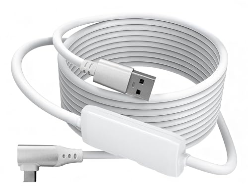 VR Link Cable with Fast Charging Port 16FT, USB 3.0 Type C to A High Speed Data Transfer Charger Cord for Meta Quest 3S/Quest 3/Oculus Quest 2/Pico 4 Accessories and PC/SteamVR (Silver)