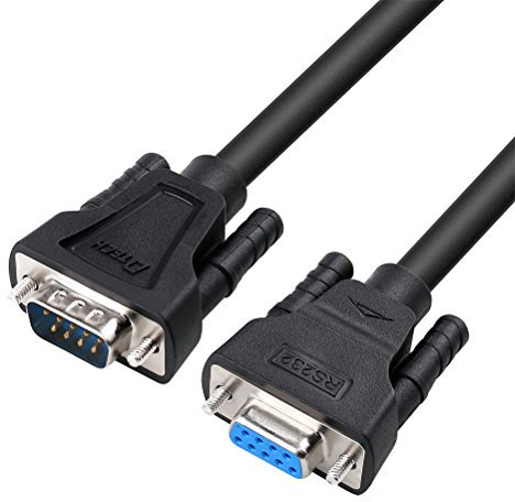 DTech Cavo seriale DB9 RS232 da maschio a femmina, cavo di prolunga a 9 pin per modem null e comunicazione dati PC, lunghezza 2 m, colore: nero