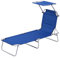 Outsunny Transat Bain de Soleil Pliable Chaise Longue Pliante Grand Confort Dossier Inclinable Multi-Positions et Pare-Soleil réglable Dim. 187L x 58l x 36H cm Bleu