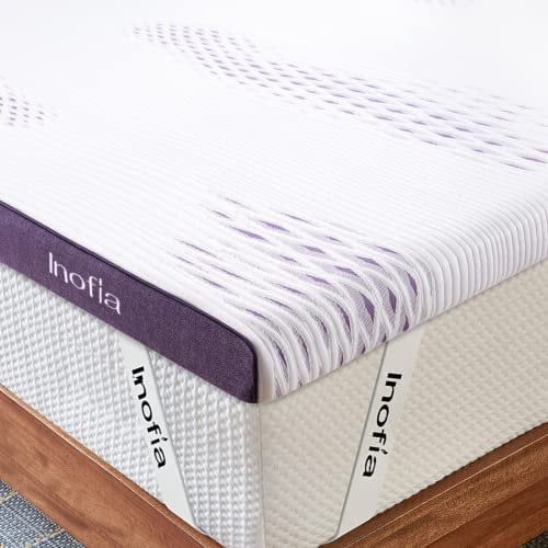 Inofia Sleep Gel Memory Foam Mattress Topper Double, 8CM GELEX Bed Topper with Washable Cover, Pressure Relief | Sleep Cooler, 2 Layer Foam for Rest Easy, 100-Night Home Trail (135x190)