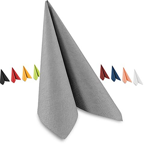Tafel-Servietten, 3-lagig, 33 x 33 cm, Inhalt 250 St., in unterschiedliche Farben, jeweils abgestimmt auf Einrichtung & Dekoration, für Gastronomie & Zuhause, grau