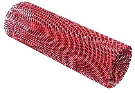 X AUTOHAUX Universale Griglia Auto Foglio Maglia 100x30 Pollice Lega di Alluminio Automotive Tuning Grille Net 6x3mm Forma Diamante Rosso