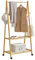 [en.casa] Bambus Garderobenständer Öckerö 152 x 70 x 43 cm Rollgarderobe mit Kleiderstange Kleiderständer mit 2 Ablagen und 4 Kleiderhaken offener Kleiderschrank Rollbar