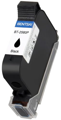 BENTSAI BT-2580P Original Solvent Quick Dry Ink Cartridge Use for 12.7mm (0.5 Inch) Handheld Inkjet Printer BT-HH6105B2 BT-HH6105B3 B10 Printed on Carton, Wood, Plastic, Metal and More