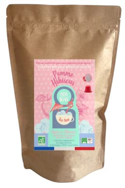 CAPSUL&BIO Thé Glacé bio - Pomme Hibiscus - 20 Capsules Biodégradables - Compatibles avec les machines Nesspresso - 100% Végétales - Rapide et Sain - Fabrication Française